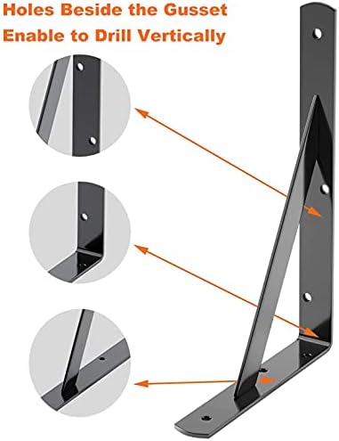 luckin 12 inch heavy duty shelf bracket, wall, side view