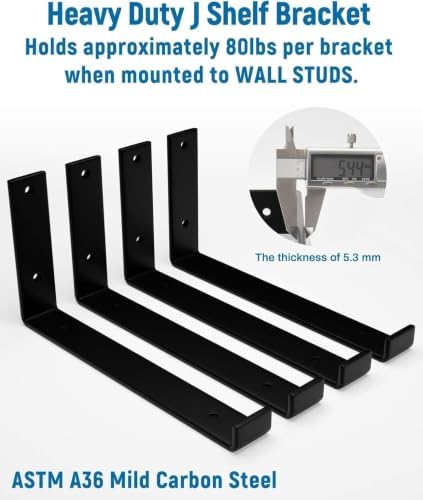 leopo 8 inch shelf brackets 12-pack, 1/5" thick, side view
