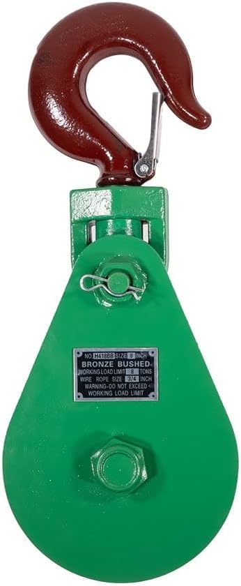 Mytee Products Snatch Block with Hook WLL 8 Ton 8" Sheave 3/4 Inch Wire Rope Wrecker Roll Back Recovery