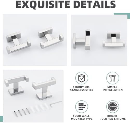 aplusee double towel hooks for bathroom, polished chrome, package contents