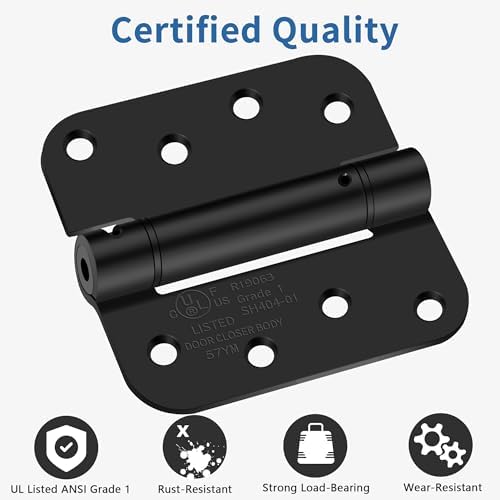 4 inch self closing door hinges, 5/8" radius, close-up detail