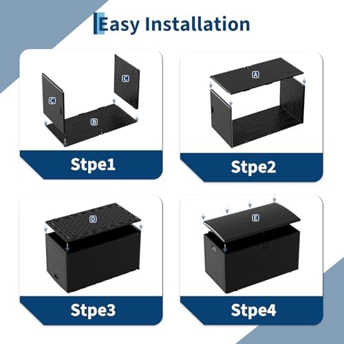 garvee 120 gallon waterproof large resin deck box, close-up detail