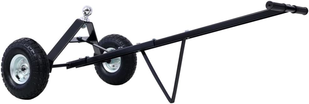 Trailer Dolly with Pneumatic Tires - 600 Lb. Maximum Tongue Weight Capacity, Black Color (Black + Steel)