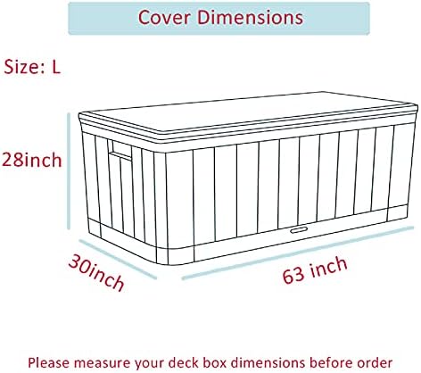 deck box cover, waterproof 600d oxford, 63 x shown in use