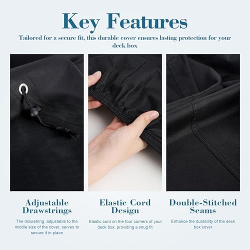 deck box cover, waterproof 600d oxford, 63 x, side view
