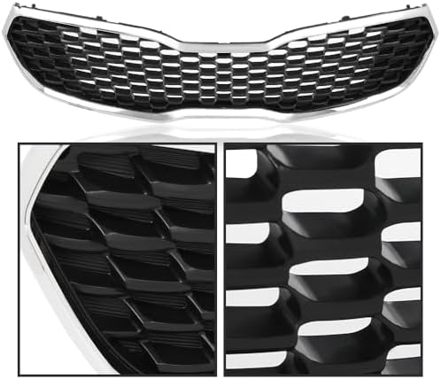 PIT66 Front Upper Bumper Grille Assembly Compatible with Kia Forte SX/EX/LX 2014-2016 Replacement KI1200156, 86350A7500, 86350-A7500 Chrome & Black