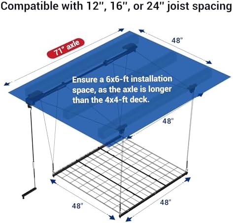 fleximounts garage lifting metal rack, 4x4 ft overhead shown in use