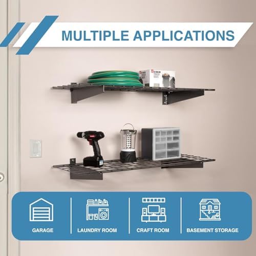 hyloft 2-pack heavy duty steel wall garage shelving on a desk or shelf