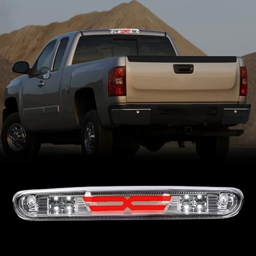 G-PLUS LED 3rd Brake Light, Fit Chevy Silverado/GMC Sierra 2007-2014 Type X | LED Third Bar Brake/Cargo Light Clear lens Chrome Housing Amber Reflector