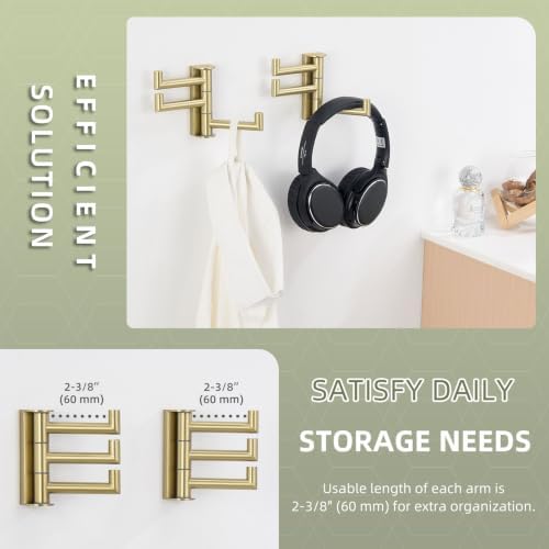 angle simple swivel towel hooks 2 pack, brushed, side view