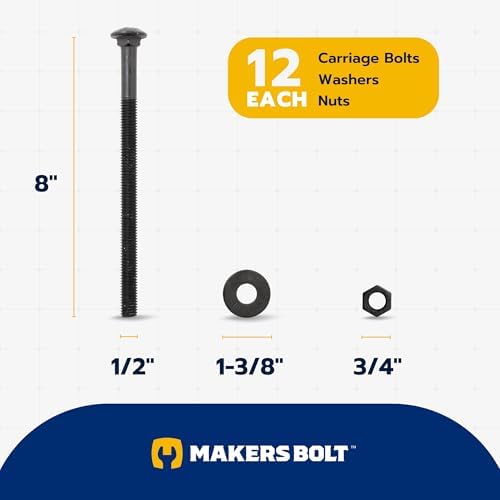 1/2 in. x 8 in. black carriage bolt shown in use