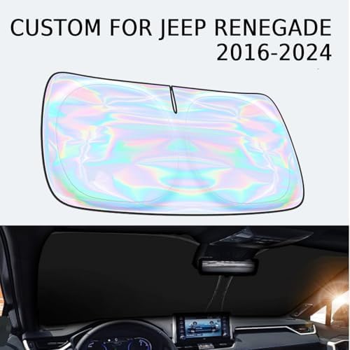Windshield Sun Shade for Jeep Renegade 2015-2024 - 4 Layers SunShade Compatible with Jeep Renegade Foldable Front Window Sunshade Sun Visor Protector Block UV Rays Keep Your Car Cooler Car Accessories
