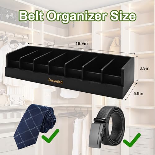 belt organizer, black, 7 compartments showing dimensions