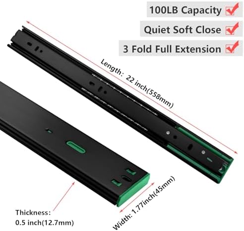 homdiy 10 pairs black soft close drawer slides shown in use