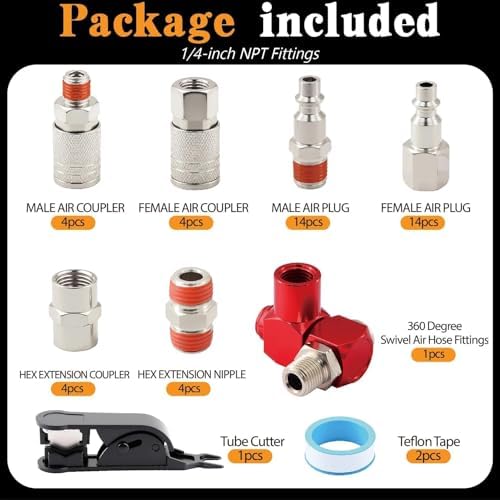 1/4" npt air compressor coupler & plug kit shown in use