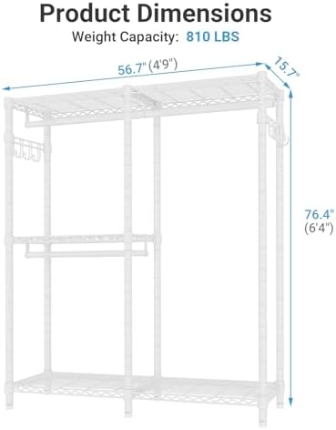 vipek v4 garment rack for hanging clothes heavy, side view