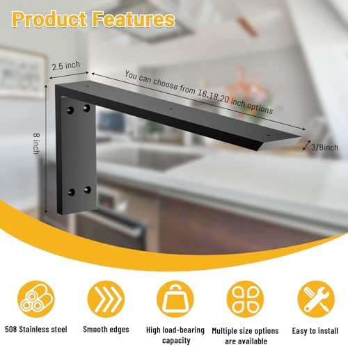 countertop support bracket 20 inch 4 pack (3/8", side view