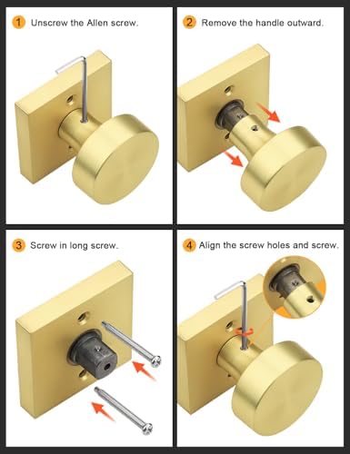 gobrico brushed gold privacy interior door knobs with, front angle view