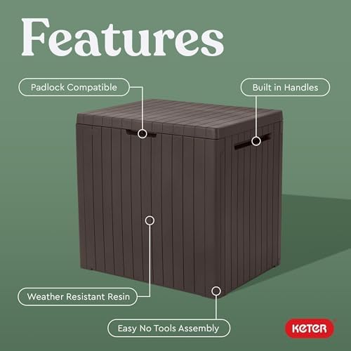 keter city 30 gallon resin outdoor storage box, close-up detail