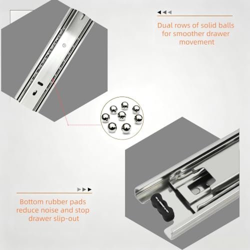 10 pair side-mount 3-section full extension drawer slides,16, close-up detail