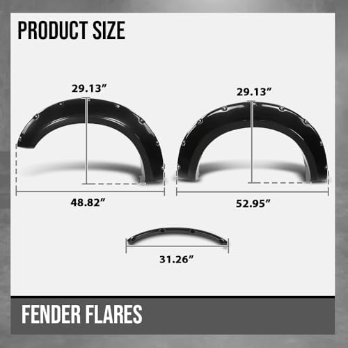 G-PLUS Fender Flares Front and Rear Side Compatible with Ford F250 F350 Super Duty 2017 2018 2019 2020, Not Fit Dually Models Pocket Rivet Smooth Black