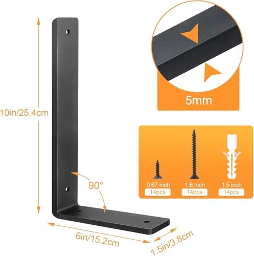 floating shelf bracket 10 inch, 8 pack heavy, side view