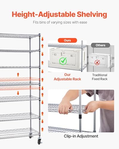 vevor 7-tier rolling bin storage rack, 18 organizer, package contents