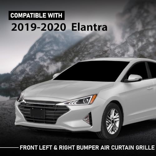 G-PLUS Front Bumper Air Curtain Grille Grill Compatible with Hyundai Elantra 2019-2020 86562F2AA0, 86561F2AA0 ‎Black Left & Right Pair