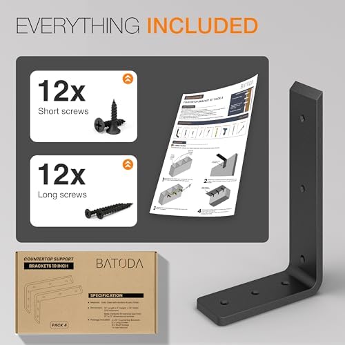 batoda 10” countertop support steel brackets (4 pcs), side view