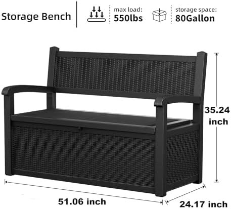 patiozen 80 gallon outdoor storage bench deck box, package contents