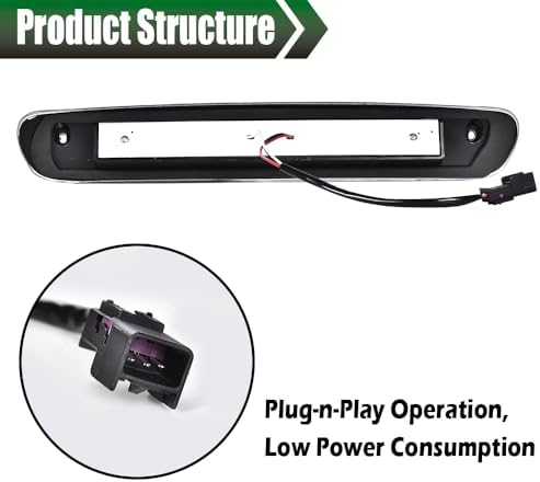 GRAND ORANGE LED 3rd Third Brake Light Compatible with Chevy Silverado/GMC Sierra 2500 3500 & HD Models 2007-2014 Tail Cargo Lamps, Smoky Lens Black Housing