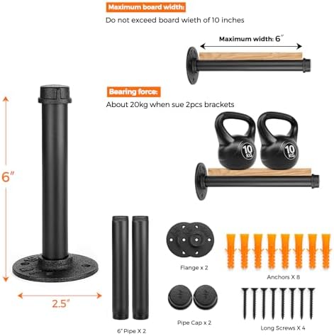 6 inch black industrial pipe floating clothing rack shown in use
