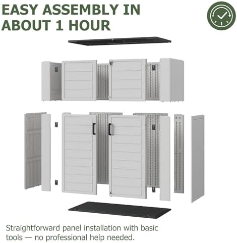 aoxun 61 cu.ft outdoor storage shed, widened outdoor, side view