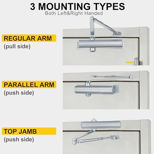 grade1 commercial door closer, super heavy duty hydraulic, side view