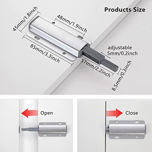 push to open door latches, magnetic cabinet push, side view