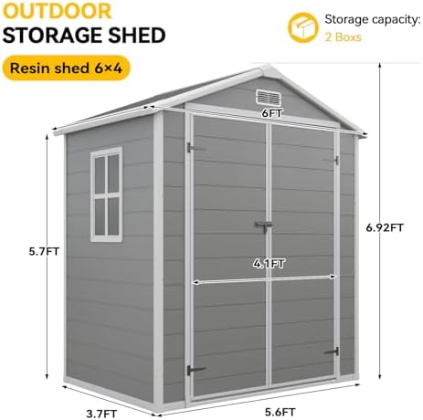 aoxun 6x4 ft outdoor storage shed, outdoor resin, package contents