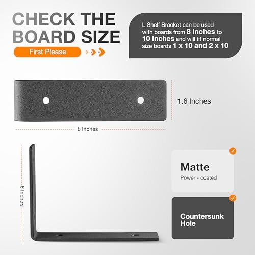 batoda 8" heavy duty shelf brackets for floating, close-up detail
