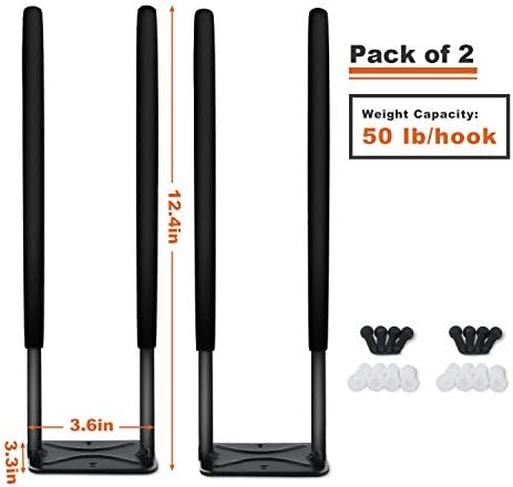 wallmaster wall mount garage hooks, heavy duty long, close-up detail