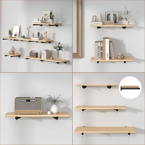 metal pipe shelf brackets for 12 inches board shown in use