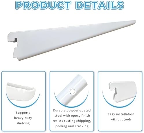 13-inch adjustable double-track wire shelf brackets, 10 pack, close-up detail