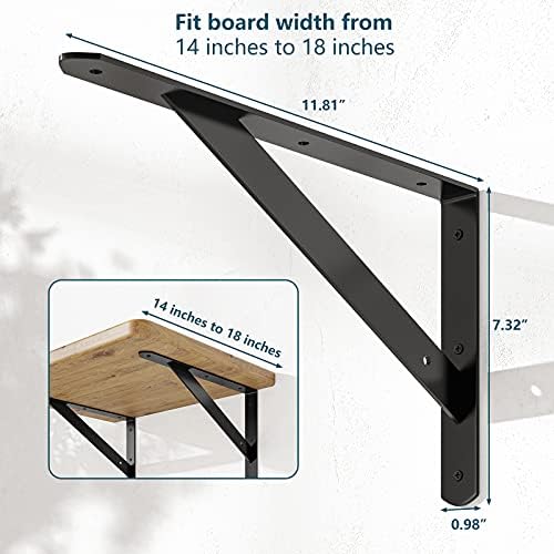 cwlotac heavy duty shelf bracket 6 pack, side view
