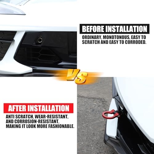 2PCS Front Rear Bumper Tow Hook for Corvette C8 2020-2025 2026 Accessories Heavy Duty Track Racing Style Alloy Steel Front Bumper Mid Engine Trailer Hitch Towing Hooks Pull Ring