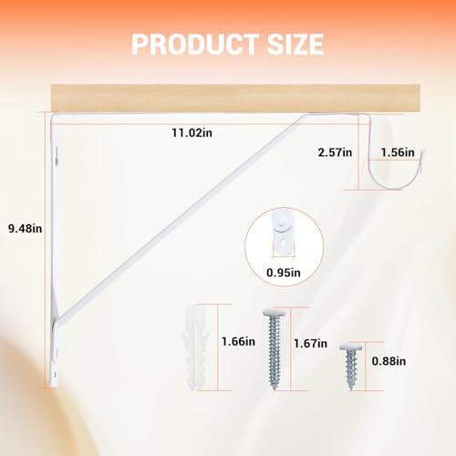 closet rod brackets 11x9.5in, 8 pack closet shelf shown in use