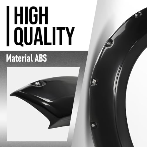 G-PLUS Fender Flares Front and Rear Side Compatible with Ford F250 F350 Super Duty 2017 2018 2019 2020, Not Fit Dually Models Pocket Rivet Smooth Black