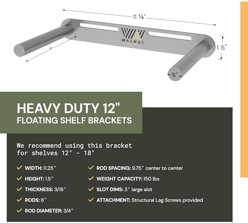 floating shelf bracket - 12” hidden shelf brackets, side view