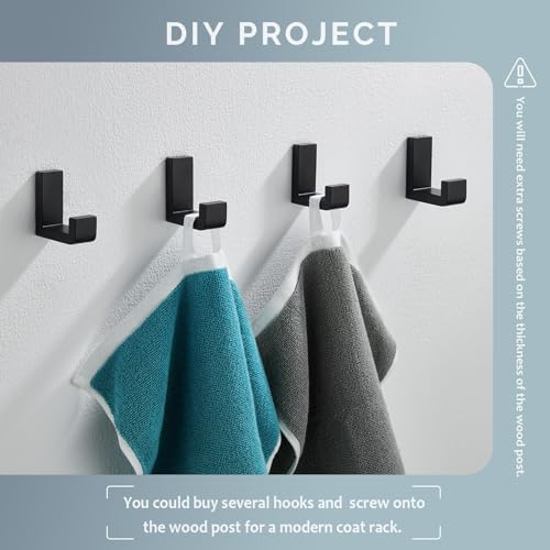 angle simple towel hooks for bathrooms matte black, close-up detail