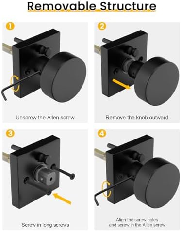 goldenwarm matte black door knobs interior, privacy door, front angle view