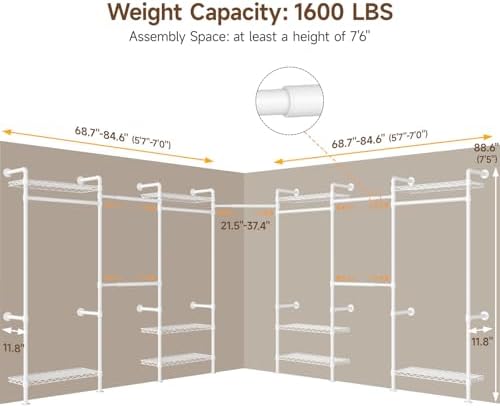 onbrill l7 wall mounted industrial pipe clothing rack, close-up detail