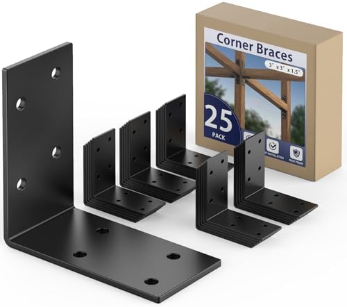 3 inch l brackets for wood, heavy duty, front angle view