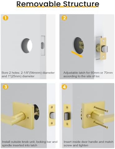 goldenwarm brushed gold door handles interior, privacy door, view 9